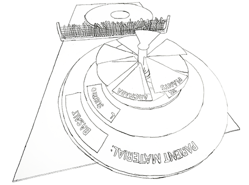 Pencil drawing of the pingle pongcrete table, see descrption below for more info